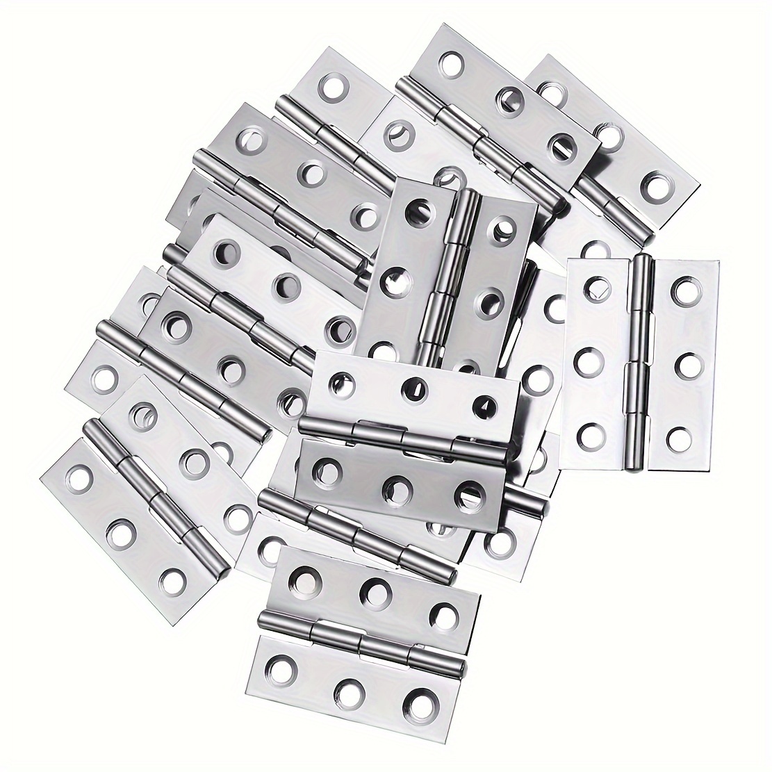 

20pcs Stainless Steel Folding 2-inch Hinges, Classic Style Door Window Hinges, Durable Metal Butt Hinges For Door Cabinet Wooden Case, Silvery Hardware Fittings With Screws Included