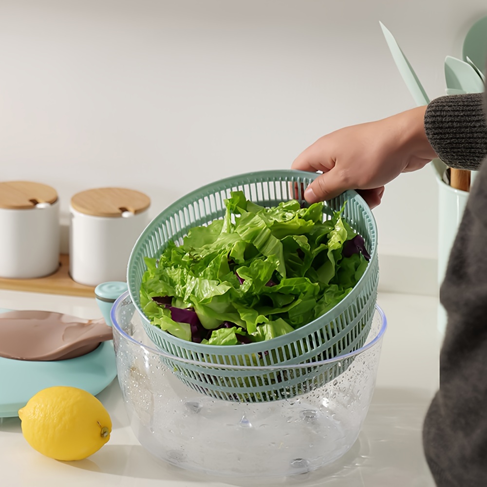 

Manual Salad Dryer, Double Layer Lettuce Spinner With Double Outlet Drain Holes, Detachable Smart Vegetable Spinner, Salad Dryer For Washing, Spinning, And Draining Greens, Fruits, And Vegetables
