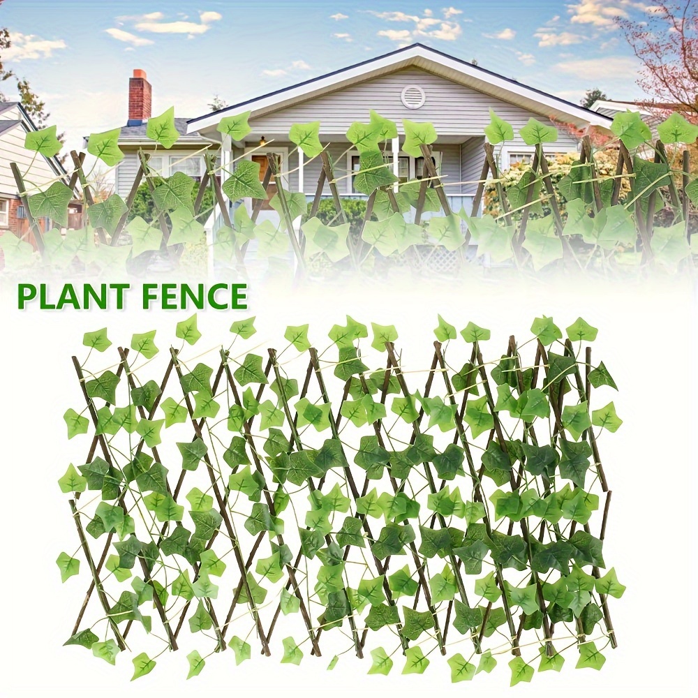 

Expandable Wooden Privacy Screen With Artificial Ivy Leaves - Adjustable Garden Fence Hedge, 100-230cm Length