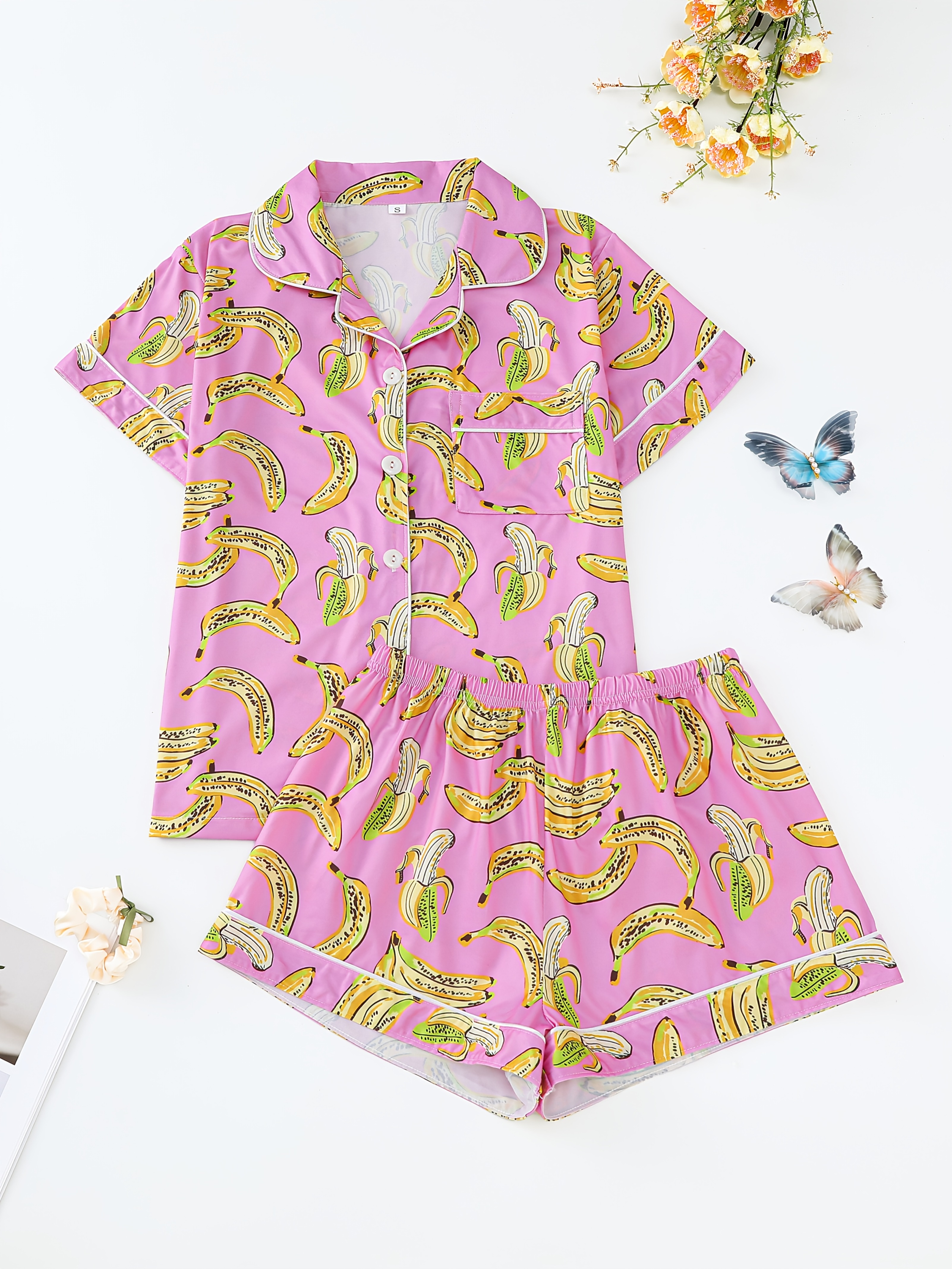 completo pigiama donna due pezzi stile casual stampa banana Temu