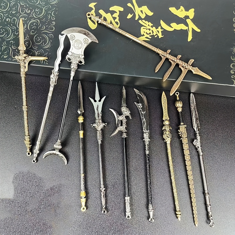 

12pcs Mini Model Spear And Sword Ornament Weapons, Suitable For Boyfriend Gifts And Collectors, 4.72in