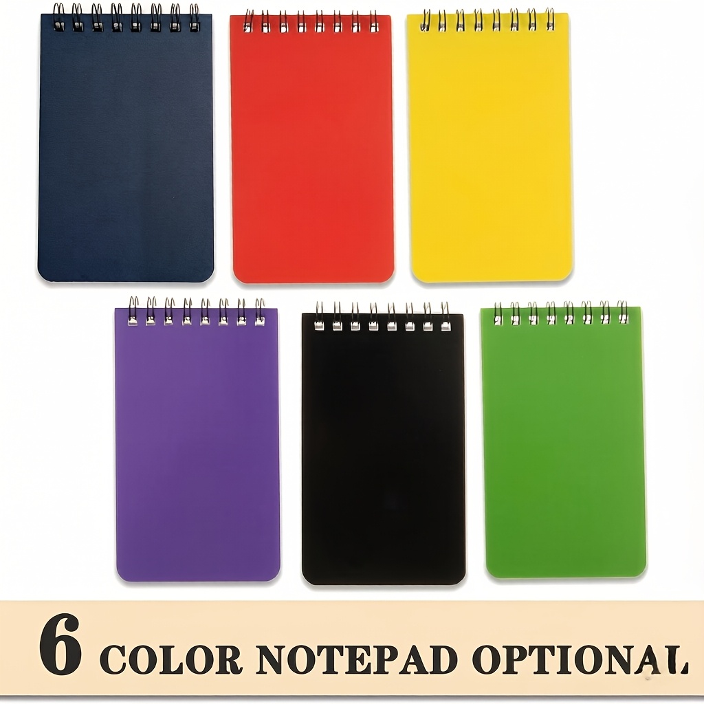 TEMU Lot de 6 mini carnets de poche à spirale, petits blocs-notes de poche lignés, carnet de notes à couverture rigide colorée pour bureau, école,