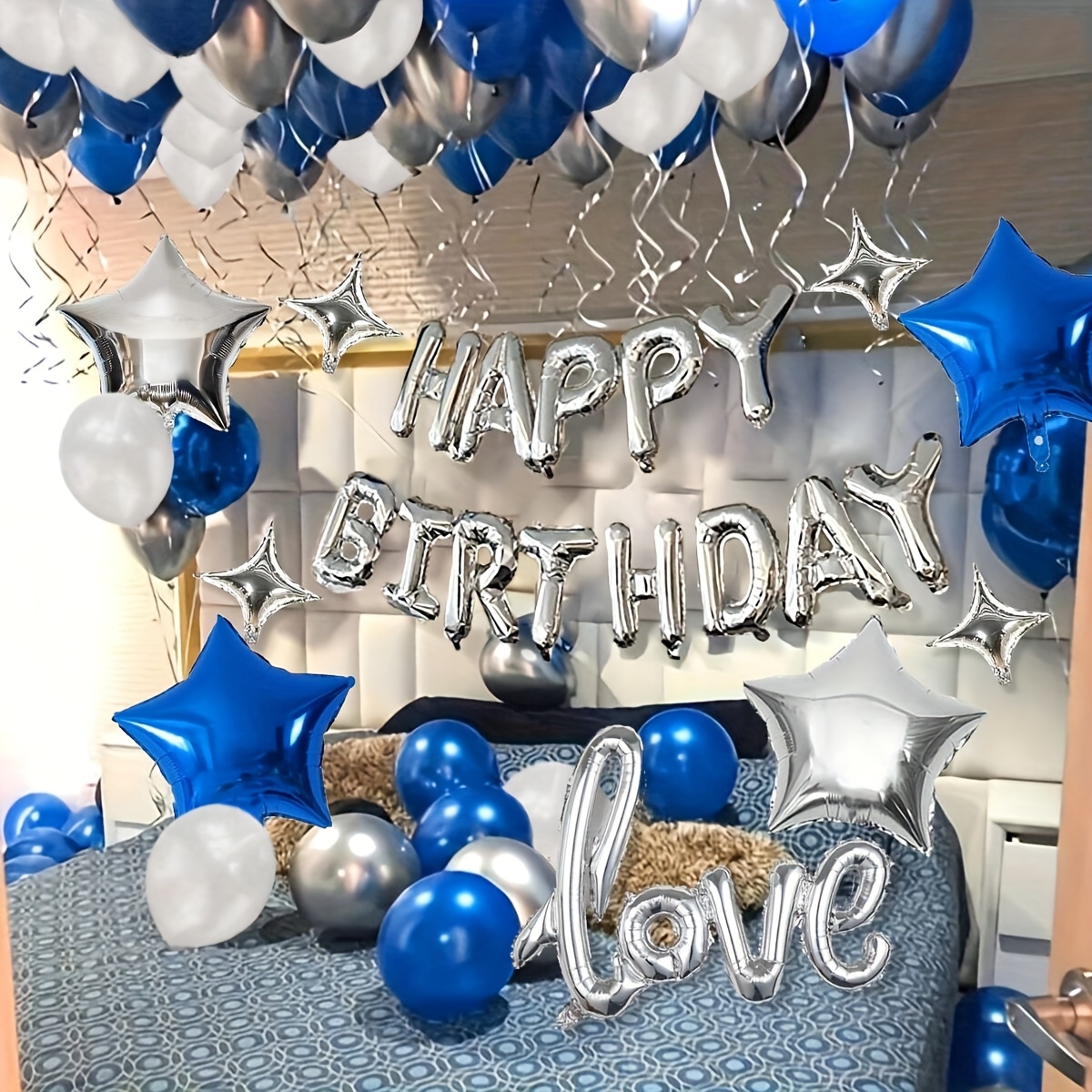 Striscione Olografico Blu Per 2° Compleanno - Lungo 3,9 M, Decorazione Per Festa Interna/Esterna, Ideale Per Compleanno Bambino/Bambina - 2