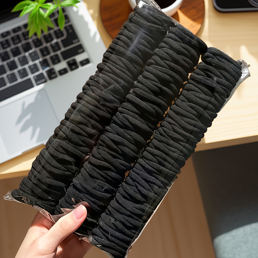 102pcs High Elastic Black Hair Ties for Strong Hold