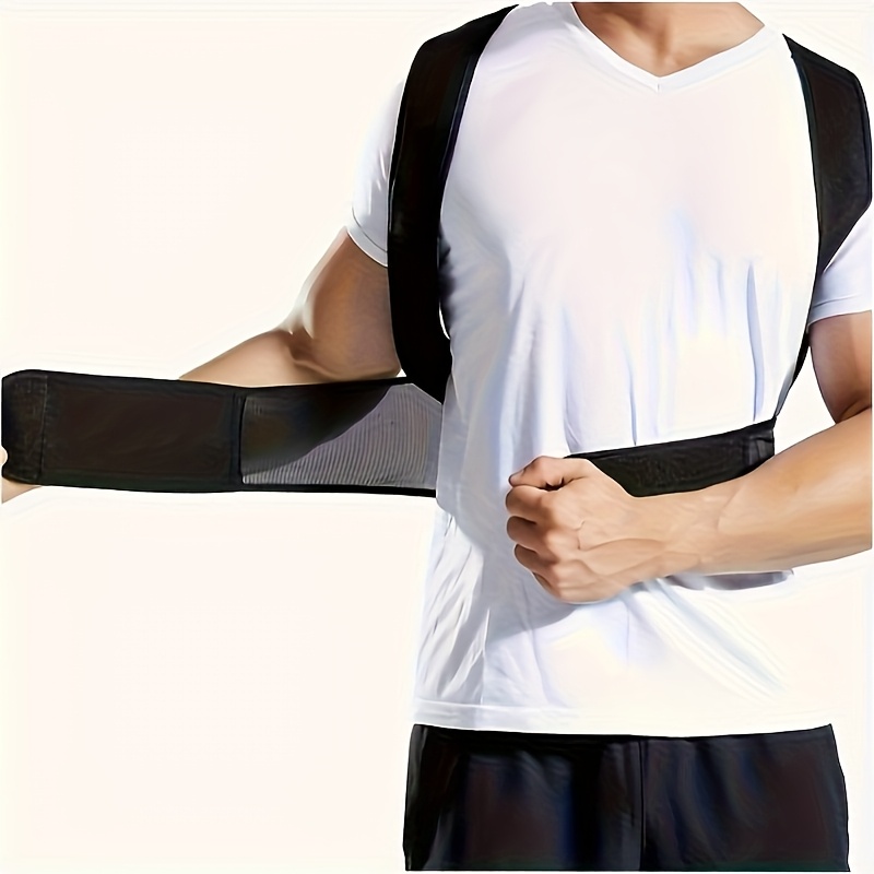 1 pieza, corrector de postura ergonómico negro para adultos, cinturón de soporte invisible con correas de hombro ajustables y soporte lumbar, diseño cómodo y transpirable, adecuado para uso diario.