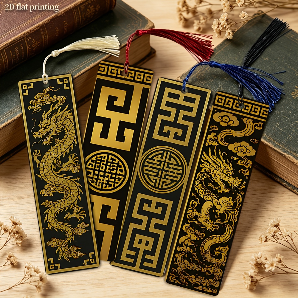 TEMU Set di segnalibri con nappe a forma di carattere di fortuna con motivo tradizionale cinese a e , materiale scolastico, forniture per ufficio e