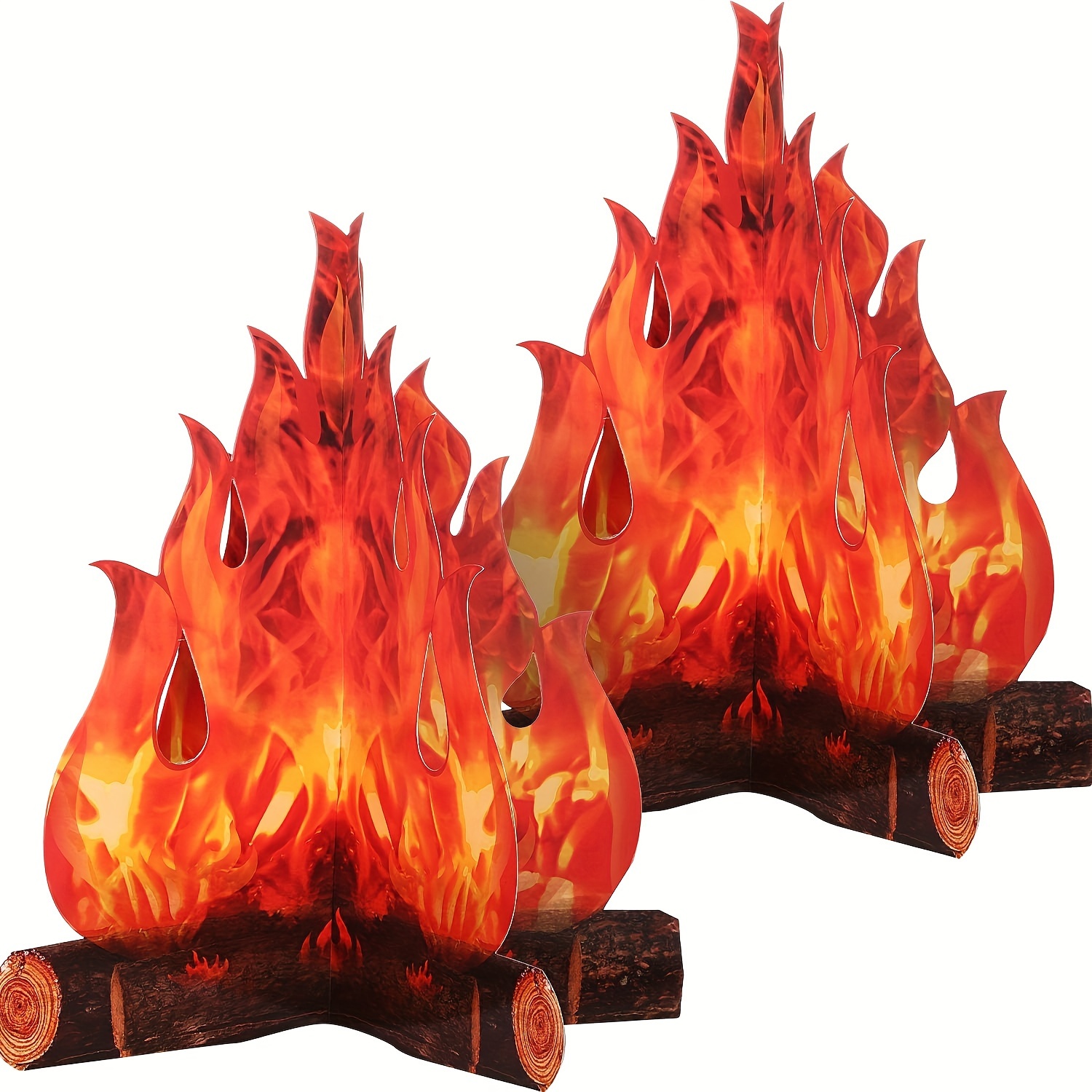 

2-piece 3d Faux Campfire Centerpieces - Vibrant Red & Orange Artificial Flames For Parties, Classroom Decor, And Bachelorette Celebrations