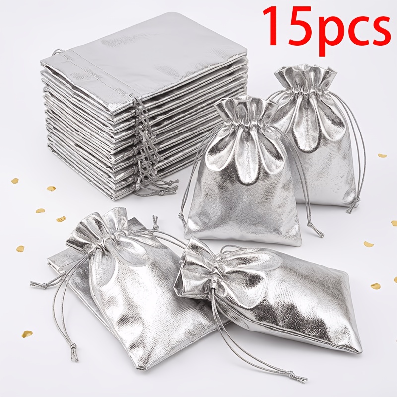15pcs Golden Silvery Drawstring Bag Set