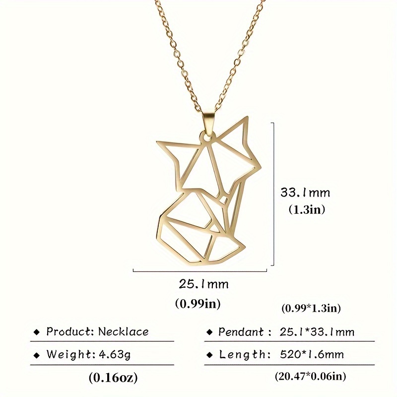 Image of 1pc Hollow Fox Pendant Necklace, Men's Hip Hop Stainless Steel Animal Necklace, Fashion Birthday Party Jewelry Gift