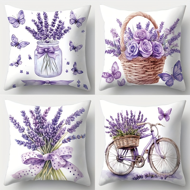 

4pcs Flower Theme, With Purple As Color. The Material Of Soft And Comfortable Fabric, With A Touch. The Size Is Suitable, And Beautiful, The Material Is Soft And Comfortable