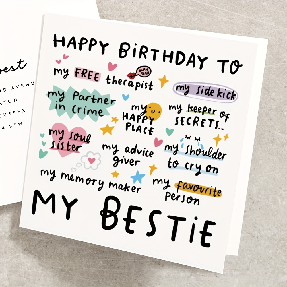 

1pc, My Bestie Birthday Greeting Cards-birthday Party Gift Greeting Card For Women - Encouragement And Affirmation Greeting Cards For Besties Including Envelope