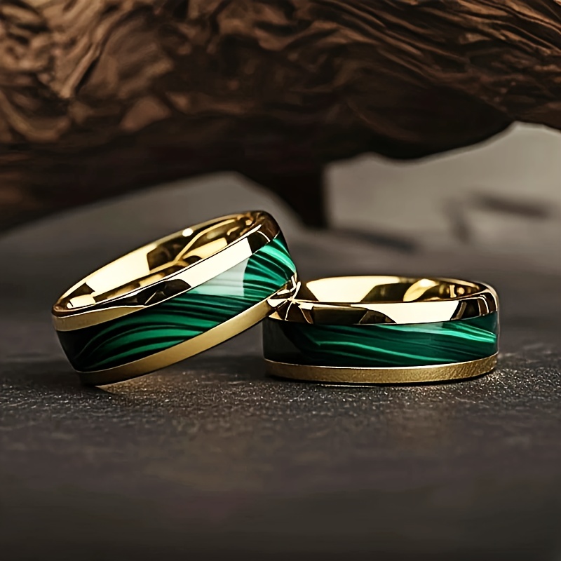 Men's 8mm Turquoise Pattern Titanium Wedding Ring