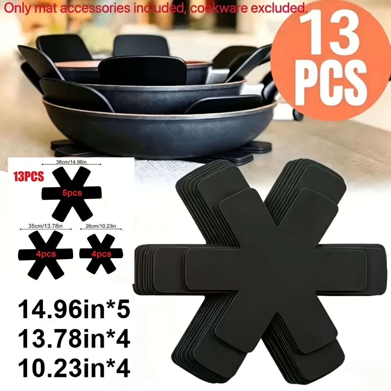 TEMU Set di 13 protezioni per pentole antiaderenti qualit�, con motivi antigraffio, set di cuscinetti protettivi da cucina antiaderenti ispessiti e