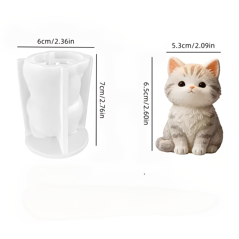 TEMU 3d Sitting Kitten Silicone Mold, Cute Sitting Cat Animal 3d Shape Mold, Scented Candles, Epoxy Resin Casting, Scented Gypsum Diffuser Stone Cat