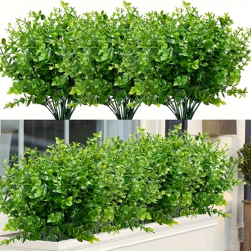 

5pcs Uv Resistant Artificial Greenery Plants - Faux Boxwood Shrubs Grass Stems For Home, Wedding, Courtyard, Garden, Porch, Patio, Window Box, Farmhouse Decoration