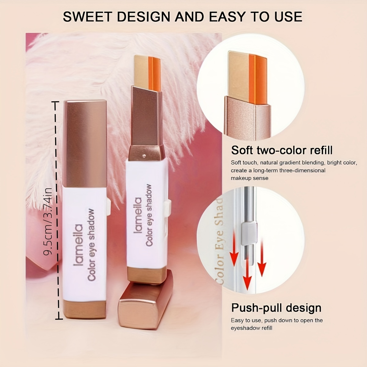 Waterproof Dual-Color 6pcs Eyeshadow Stick - Effortless Matte and Satin Finish - Smooth Application for Stunning Eye Makeup Perfect for Quick Daily Looks and Travel Convenience with Plant Squalane