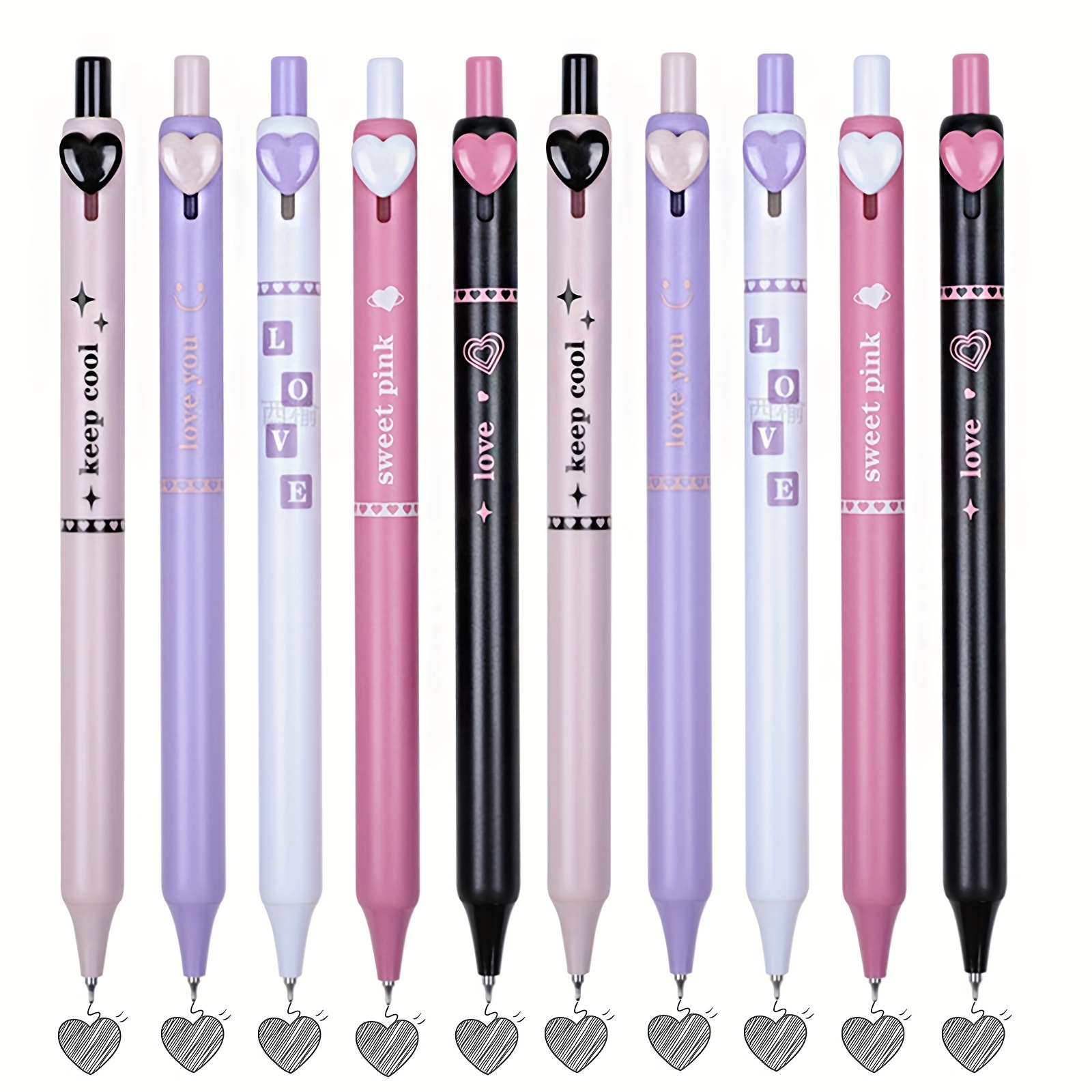  XSG 12 Pastel Retractable Gel Pens,Cute Pens，0.5mm Black Ink  Pens aesthetic,school supplies cute stationary For Home Office : Office  Products