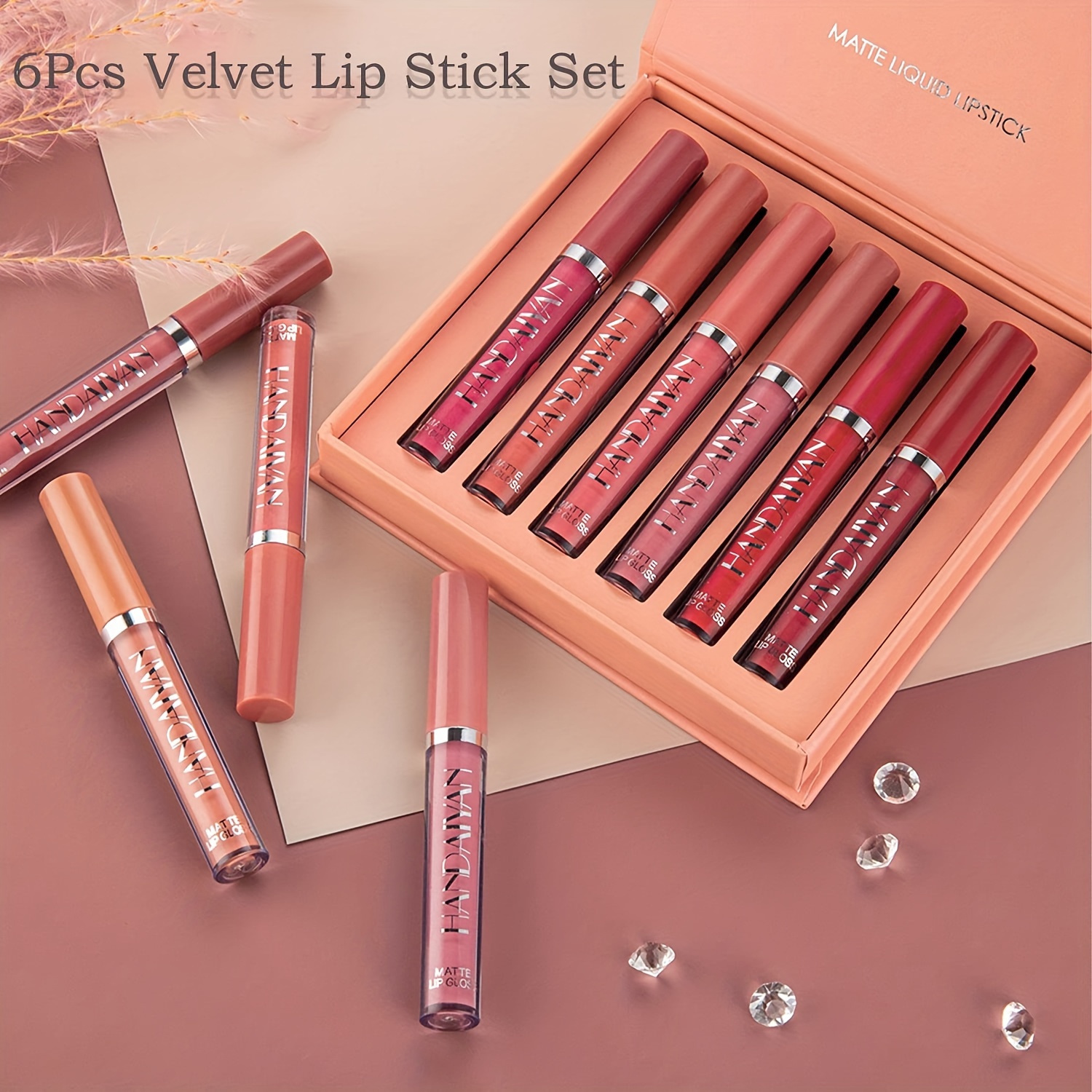 6 Pcs Matte Liquid Lipstick Makeup Set, Matte Liquid Long-Lasting Wear Non-Stick Cup Not Fade Waterproof Lip Gloss
