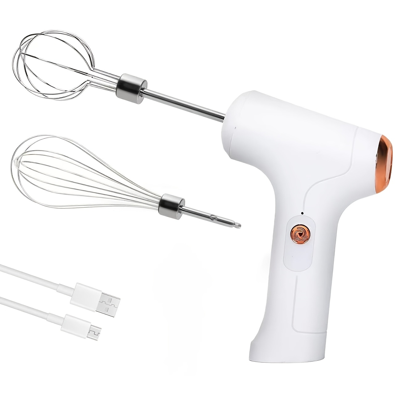TEMU Mini mixeur à main, mixeur à main domestique, fouet à œufs à main rechargeable par USB, avec 2 tiges de mélange amovibles, 3 modes de vitesse,
