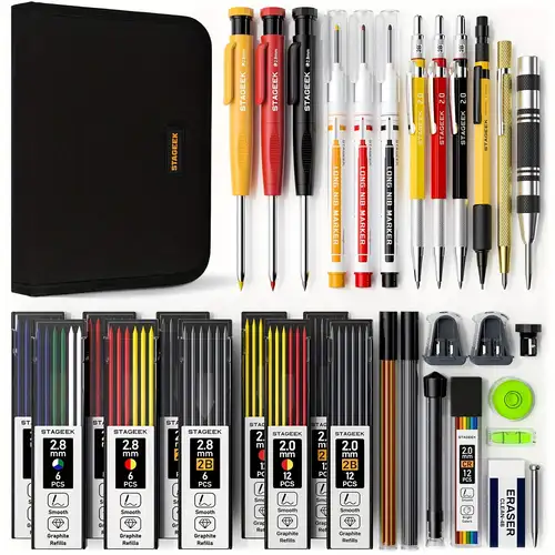 10PCS 175mm Hard Lead Carpenter Pencils - Red Builder Pencils For Woodwork, Measuring, Concrete Marking