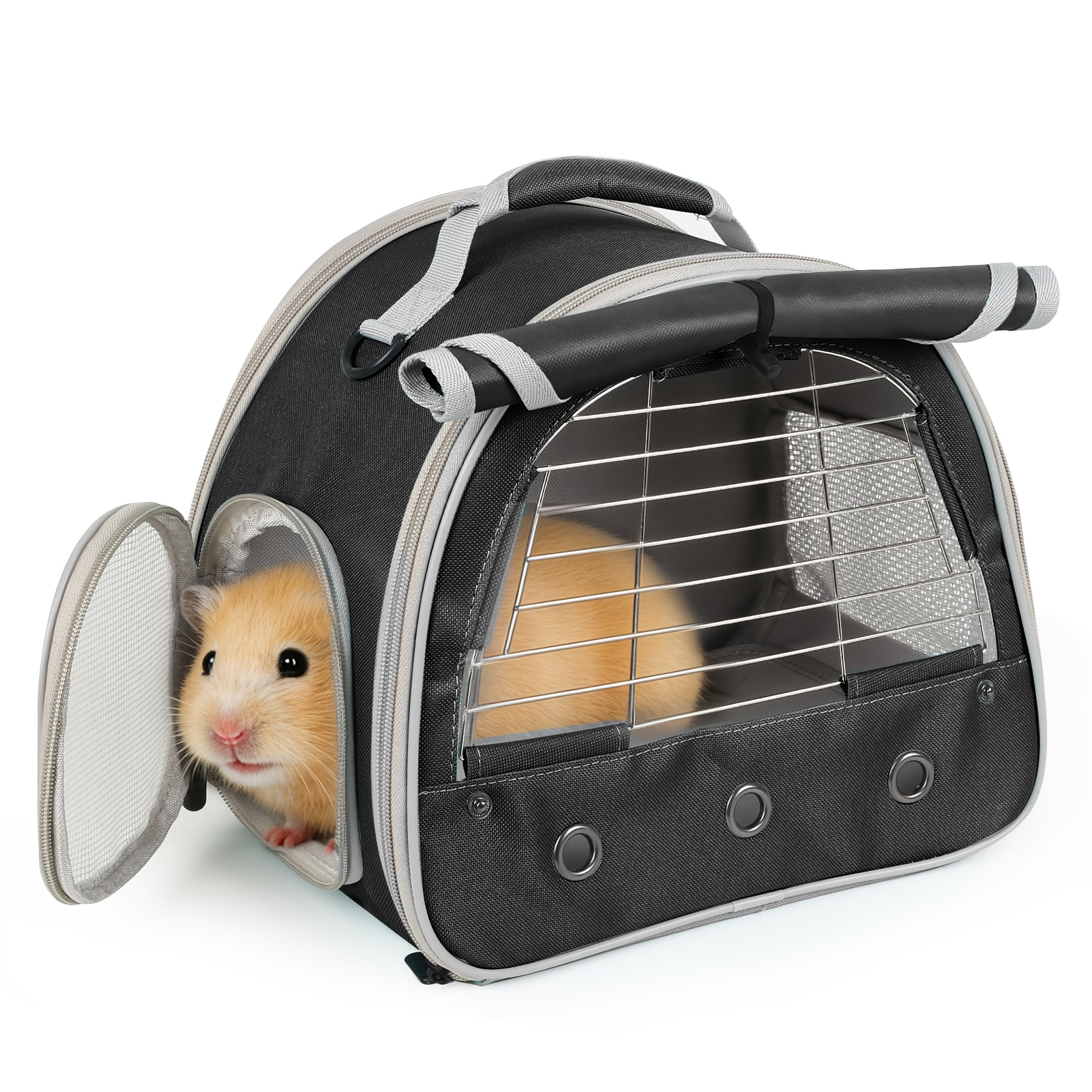 Portable Travel Bag for Small Animals with Metal Window