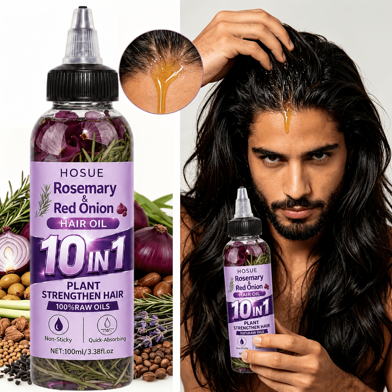 TEMU Hair And Scalp Oil, Growsmary, 10-in-1, Strengthens Hair, Promotes Growing Hair, Volume , Make Thin Thicker/ Fully, For Damaged, Hair, Breakage