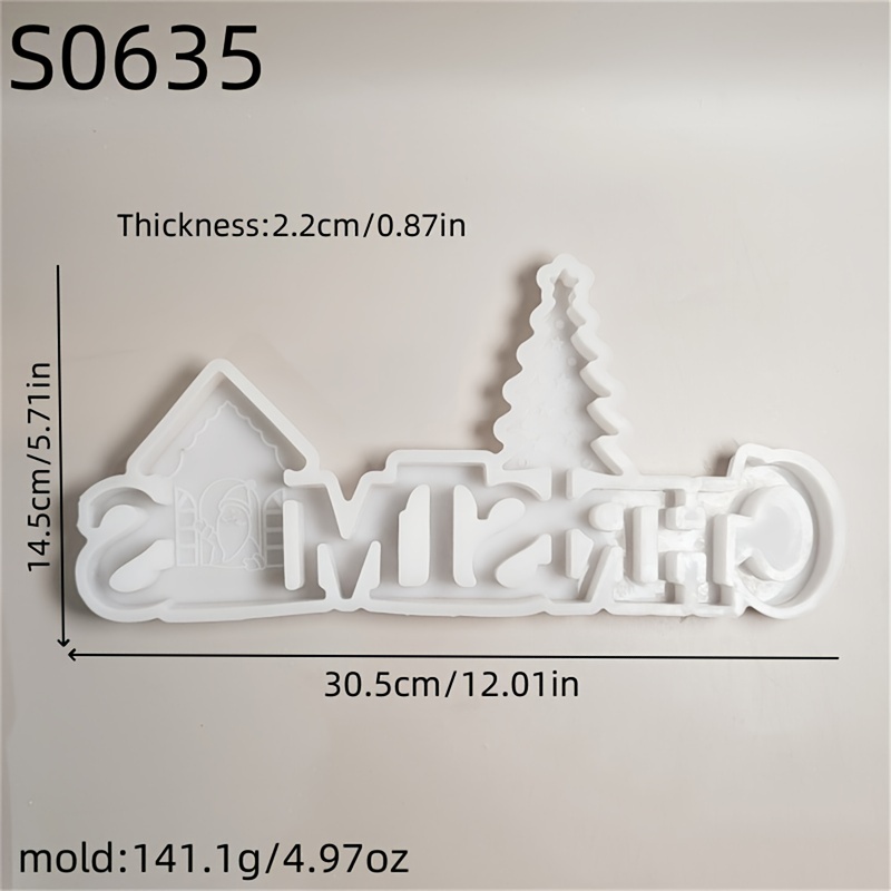 TEMU 1pc Christmas Silicone Mold With Christmas Letters - For Candles, Plaster, Resin Crafts - Holiday Decorations, Party Decor - Christmas Letters,