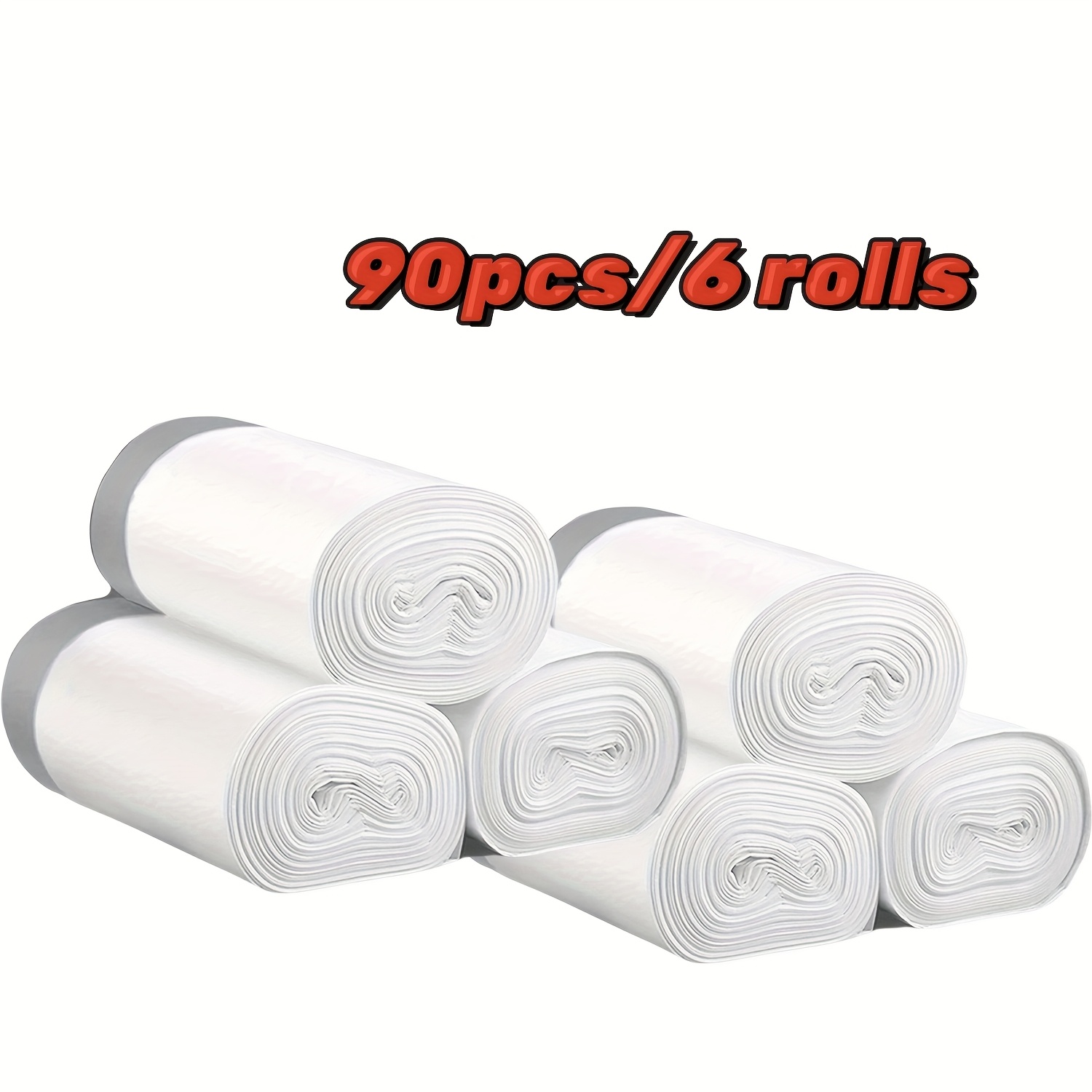 TEMU 90pcs In 6 Rolls, Compact Drawstring Waste Bags For 4 Gallons, Plastic Trash Can Liners For 15 Suitable For Bathroom, Restroom, Bedroom, Office, And Toilet Use