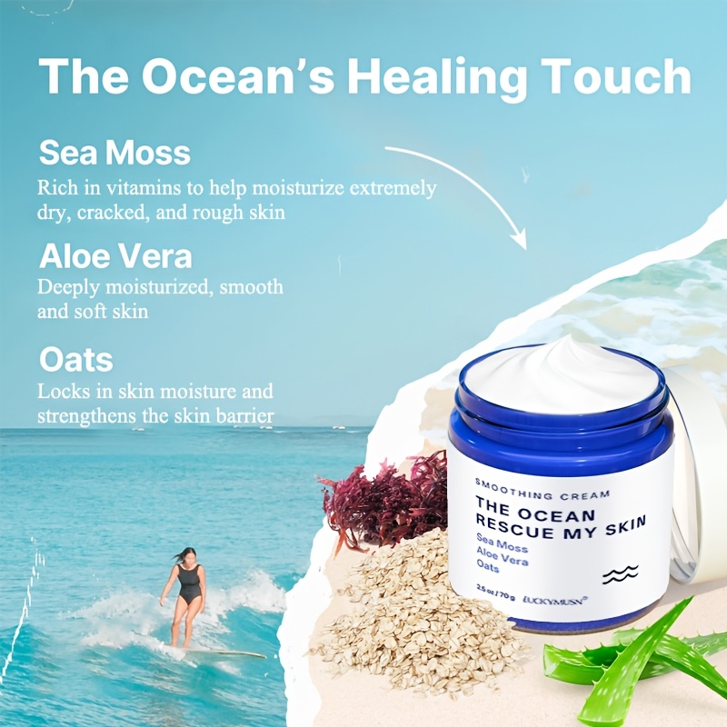 MUSN Shea Butter, Aloe Vera & Vitamin E Moisturizing Cream with Seaweed & Oatmeal - Fragrance-Free for Skin, Very Dry/Itchy/ Skin, Suitable for Men & Women, 2.5oz/70g