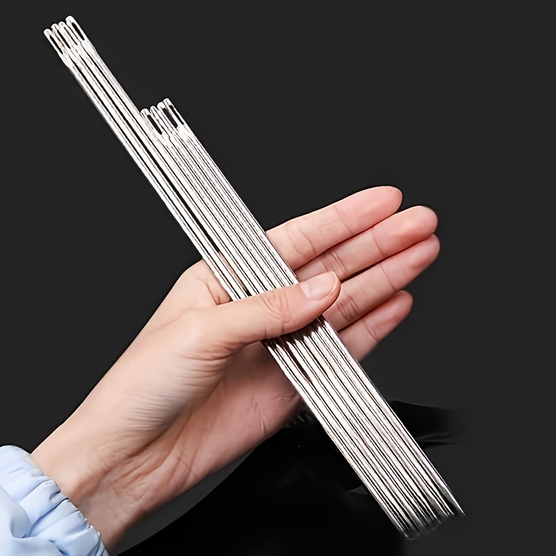 6pcs Super Long Needles And 1pc Protector Tube, Silvery Gray - Ideal For Binding And Sewing Crafts