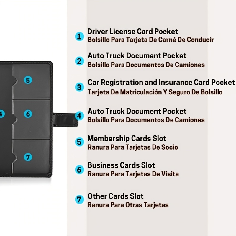 Car Document Holder with Magnetic Closure, Premium Sheepskin Texture Document Organizer for Vehicle Registration and Insurance Policies, Slim Design Suitable for Glove Box, Multi-Card Slot Compartments