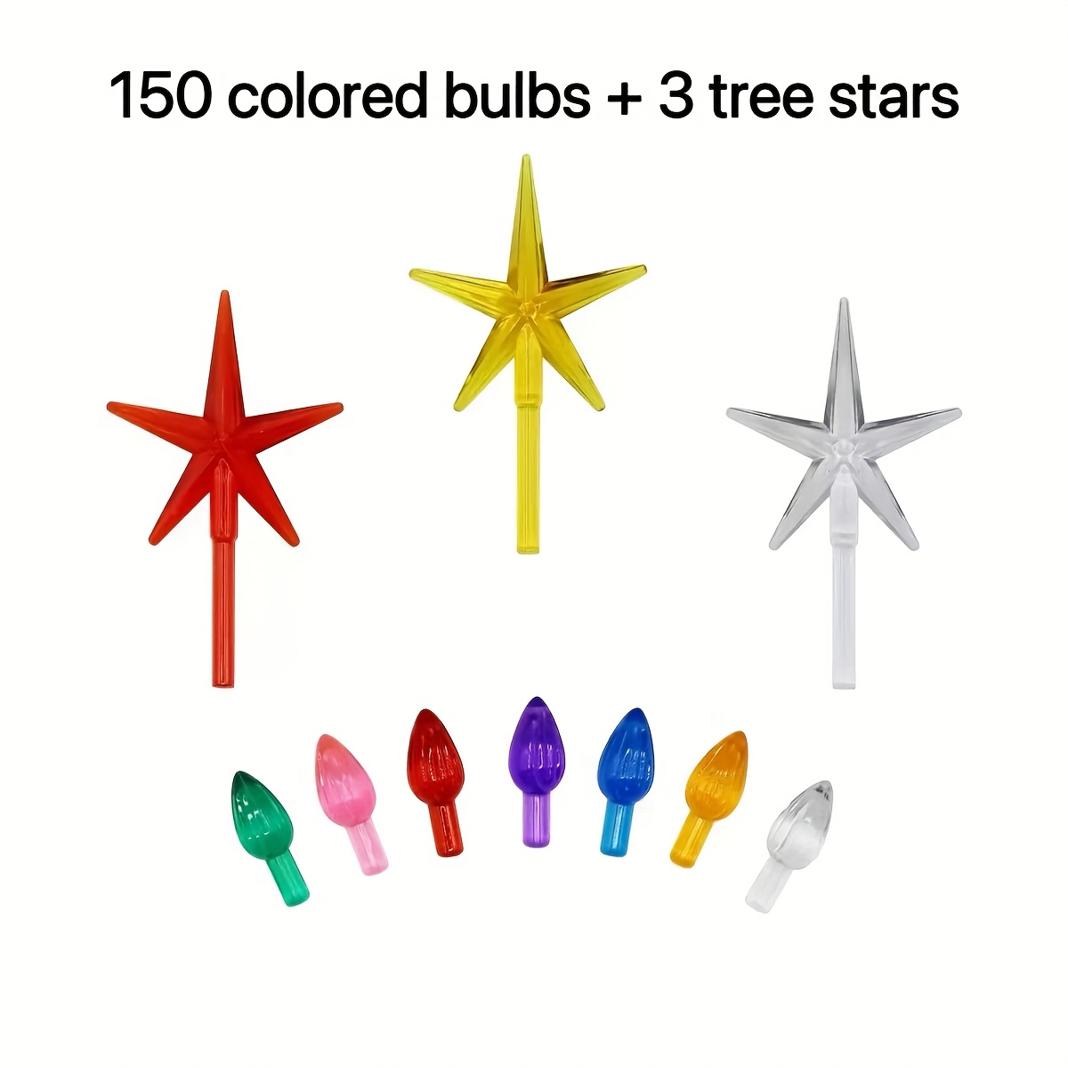TEMU 150pcs Ceramic Christmas Tree Replacement Bulbs   3 Flame , Medium Twist Lights For Holiday Decor Halloween