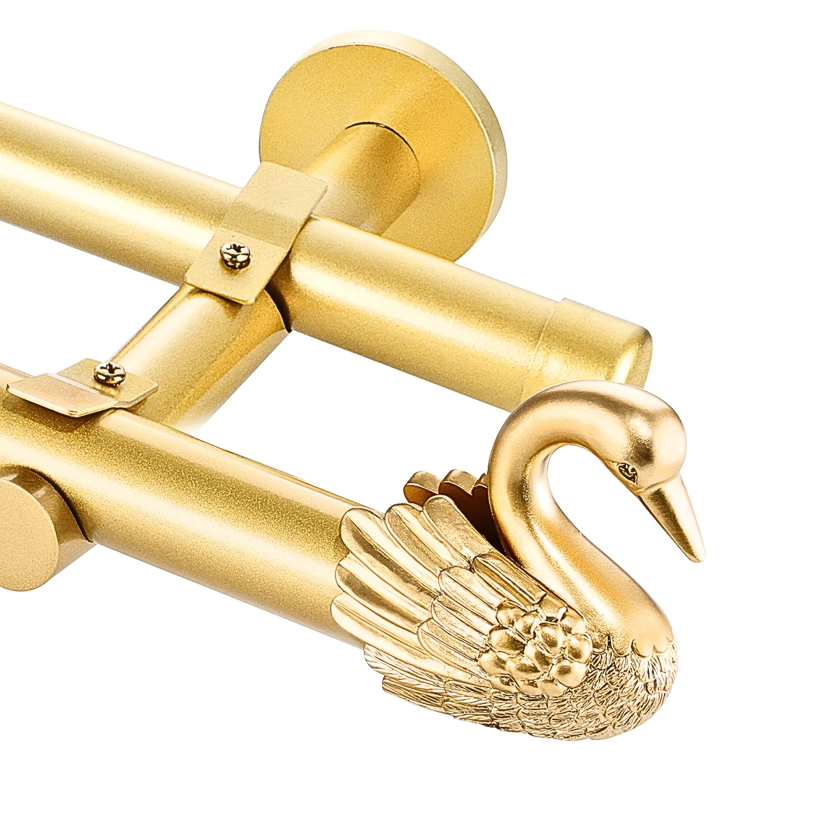 Swan-shaped Double Curtain Rod, Sturdy Adjustable Golden Curtain Rod In Lengths Of 80-260cm, 80-300cm, Or 80-360cm, Suitable For Living Rooms And Bedrooms