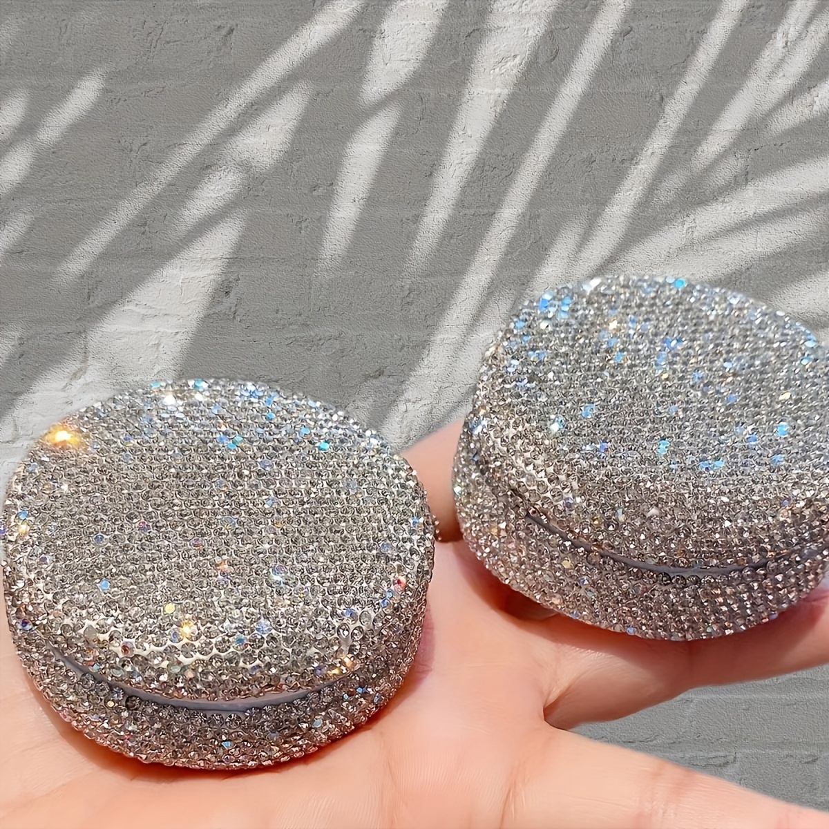 1pc Luxurious Rhinestone Loose Powder Case With Puff, Portable, Leak-Proof, Large Capacity & Elastic Mesh Pocket, Compact For Travel details 5