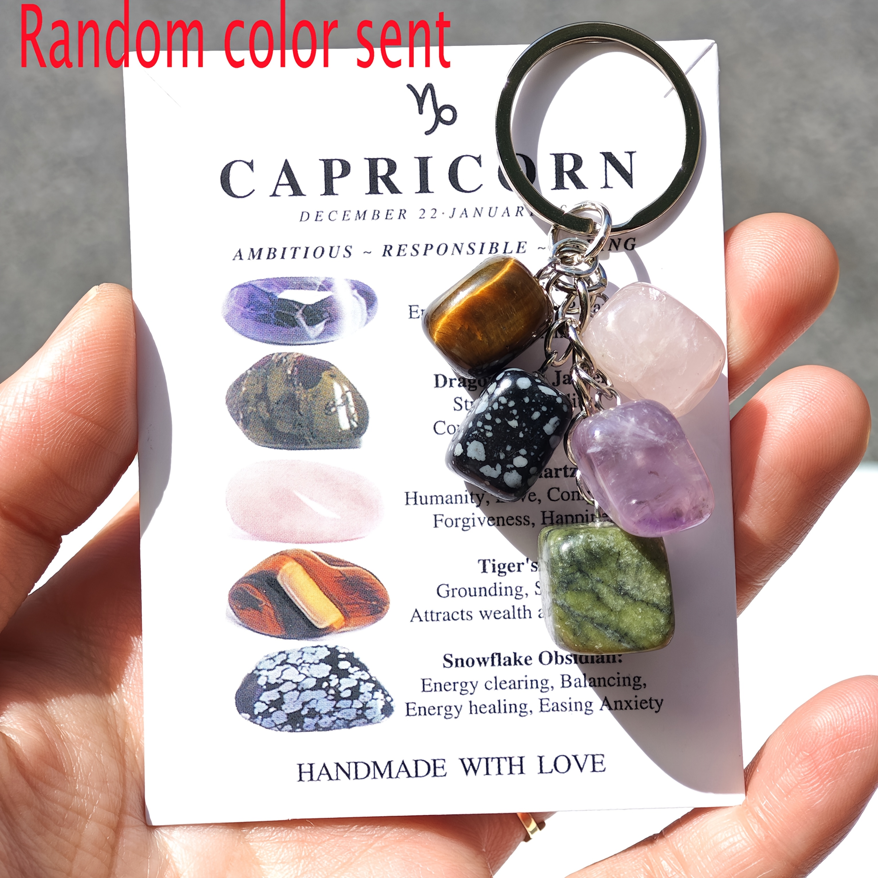 TEMU Porte-clés en Naturelle, 12 Constellations Cristal Guérisseur, Breloque de Clé de Voiture en à , Cadeau d'Astrologie pour Femmes et Hommes,