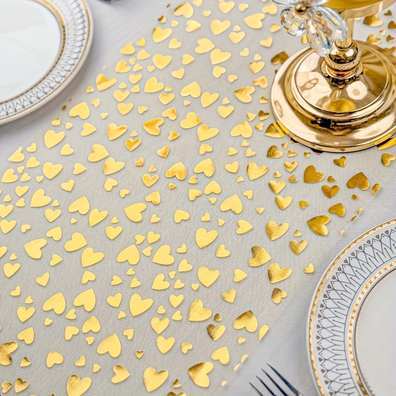 E-shop Romantischer Valentinstag Tischläufer, Goldfolie Herz Tischläufer/Tischdecke/Rot-Weiß Herz Tischläufer (11 Zoll*108 Zoll/196 Zoll/393 Zoll),