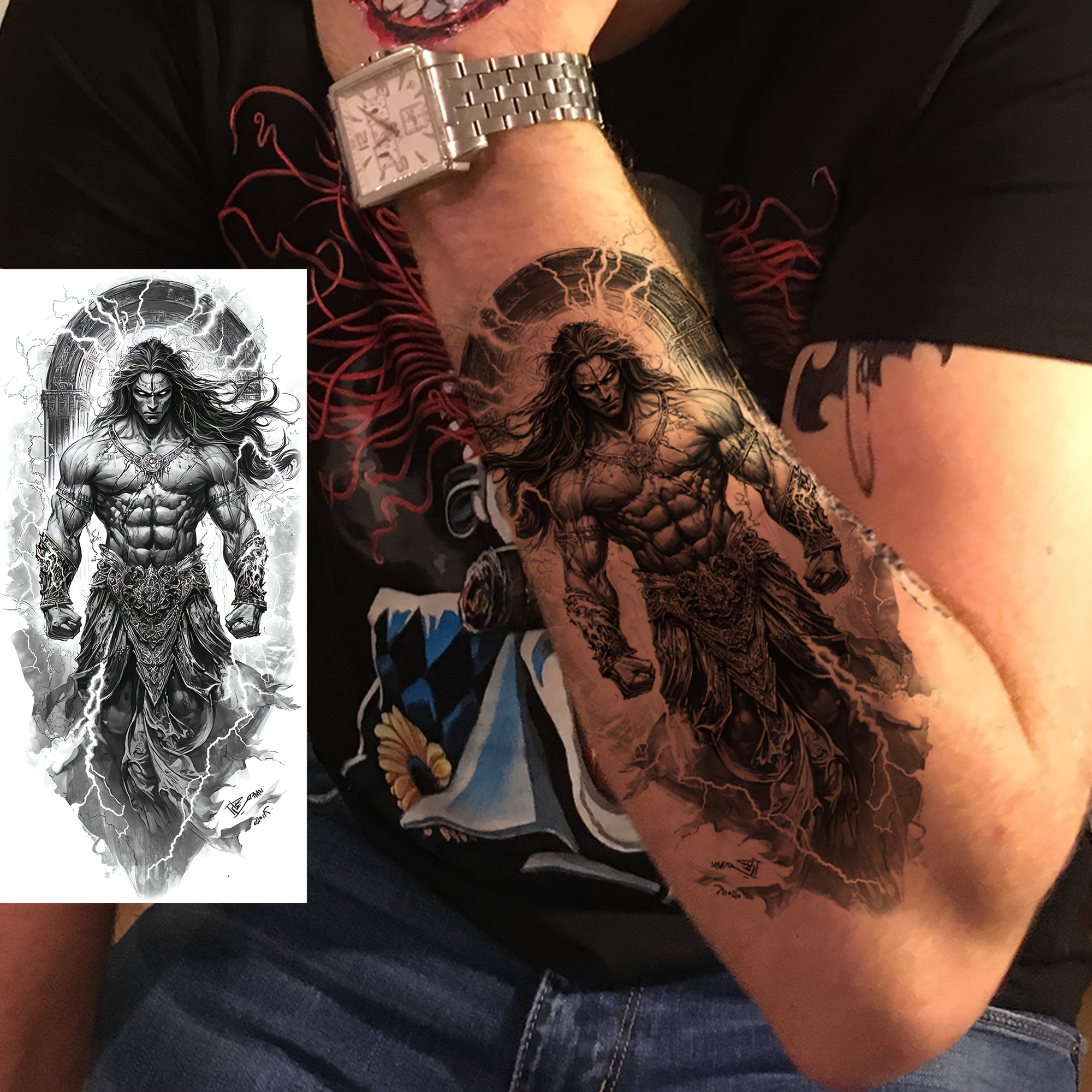 1 sheet greek god poseidon temporary tattoo long lasting - Temu Cyprus, image size:2000x2000