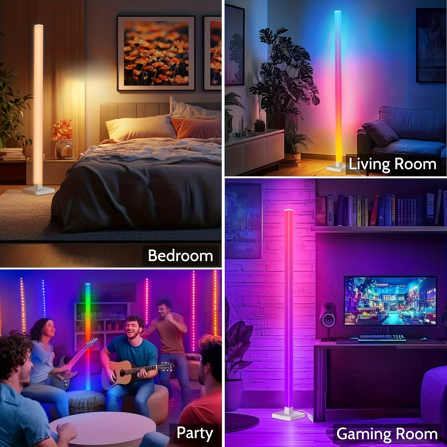 RGB LED Floor Ambient Light with Music Sync Color Changing, Remote + Button Control for Living Room, Bedroom, Gaming Room Decor, Halloween Christmas New Year Valentine's Day Gift, Festive Romantic Scene Lighting