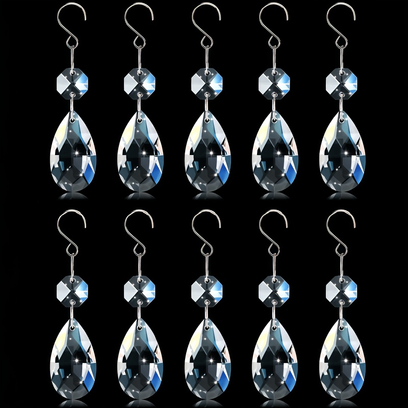 TEMU 10pcs Pendentifs Cristal Prismes de de de 38 mm, Attrape-Soleil en Verre Prismatique, Convient pour la Décoration Multiple de , Mariage, Fête,