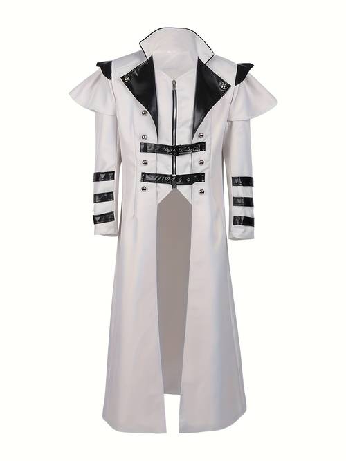halloween medieval retro punk court banquet style zip open split long trench coat for stage performance