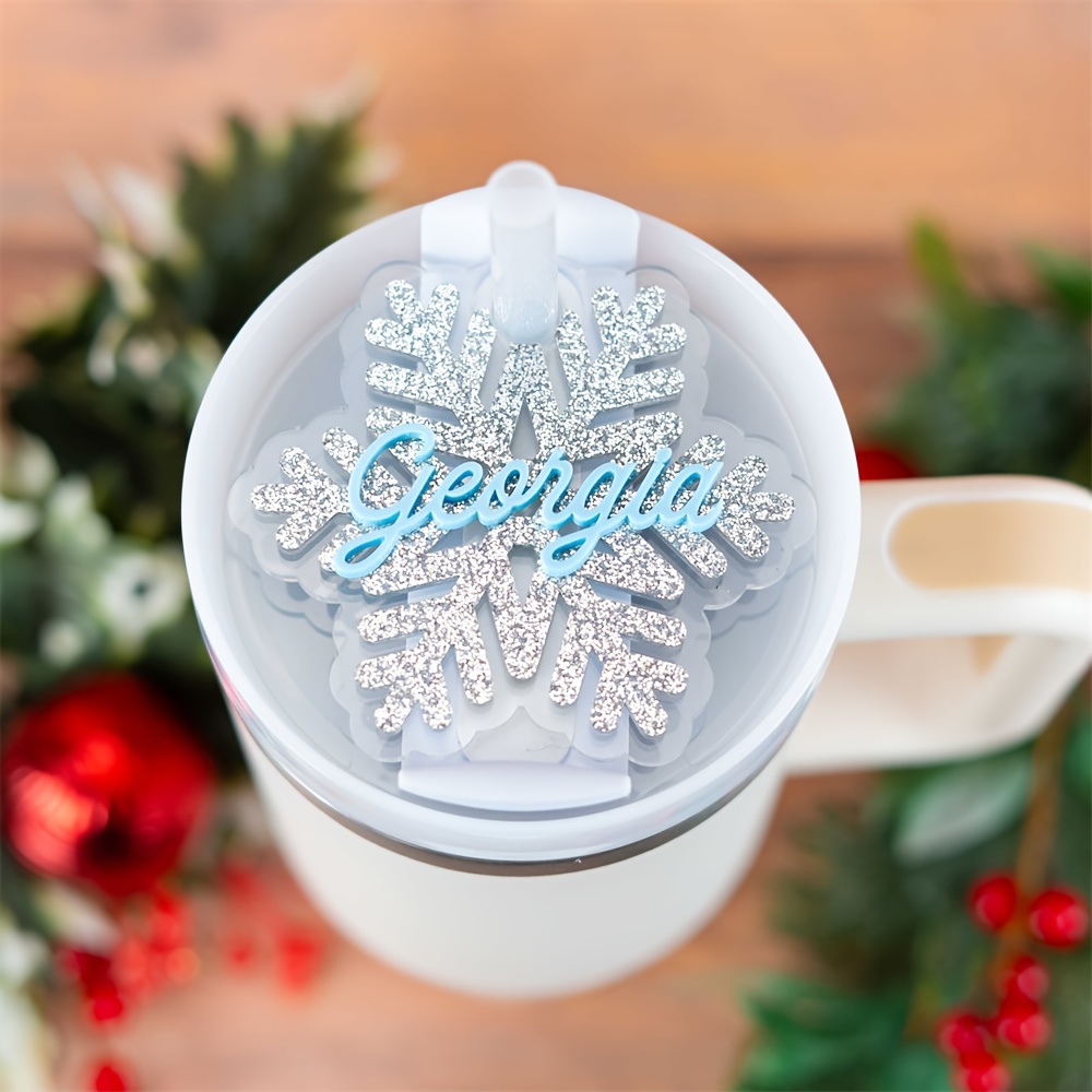 

Custom Sparkle Snowflake Name Tag For 40oz Stanley Cup - Acrylic, Personalized Tumbler Accessory By Urfocusmall