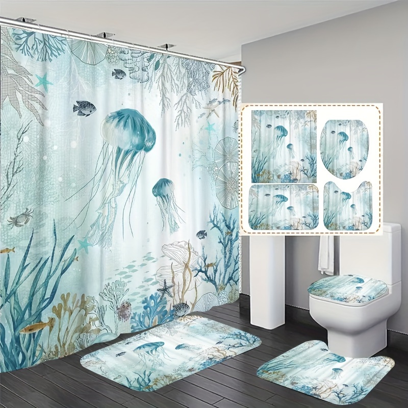 Sea Turtle Shower Curtain Sets, Bathroom Rugs and Accessories, Ocean  Nautical Shower Curtain with 12 Hooks, Durable Waterproof Fabric Shower  Curtain Set : : Home & Kitchen