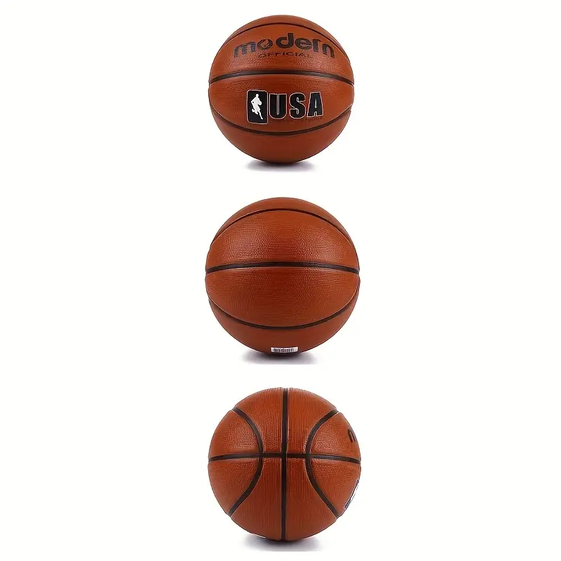 1pc official modern brown size 7 6 5 4 durable rubber indoor outdoor professional competition ball beginners and ideal holiday gift basketball training gear modern basketball design durable rubber ball basketball hoop details 2