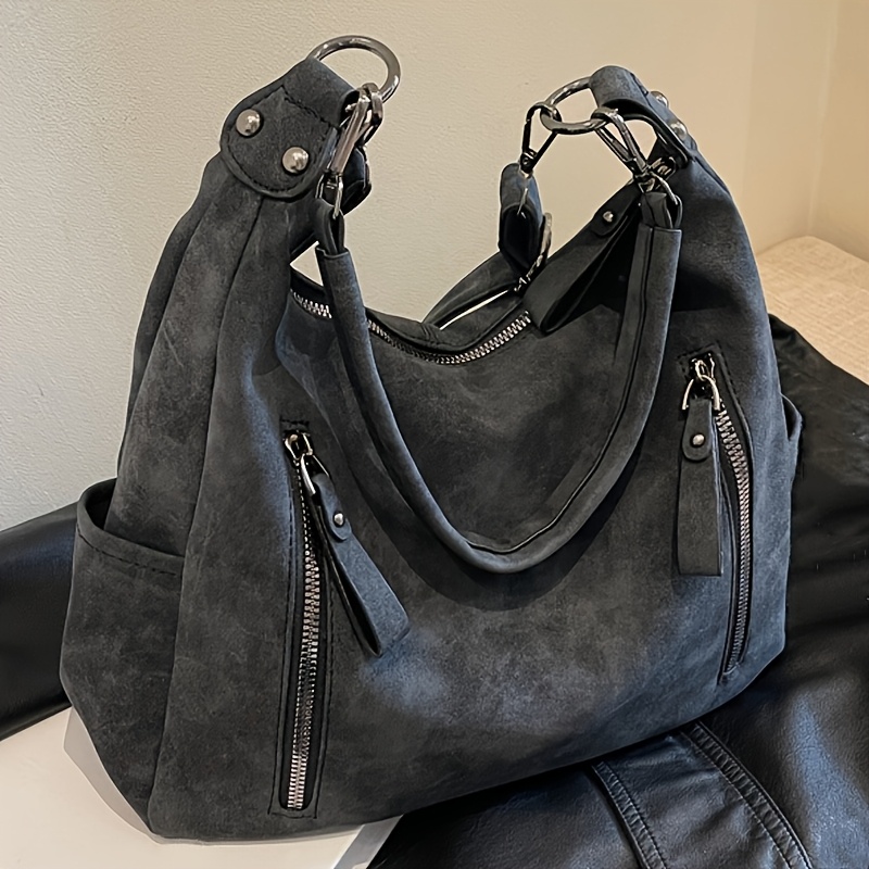Image of 1pc Women's Vintage Handbag With Removable Strap, Multi- Closure Lightweight Nylon Handbag Suitable For Daily ,, Shopping - / Solid Color Tote