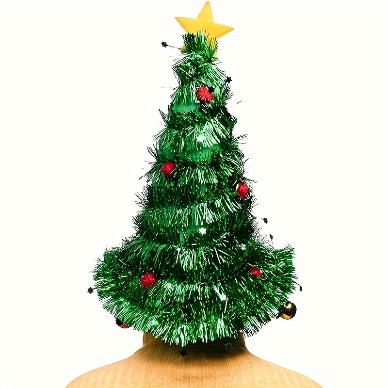 TEMU Adult Christmas Tree Hat, , Thick Unisex Headwear, Machine Washable, Acrylic Material, No Electricity Required For New Year