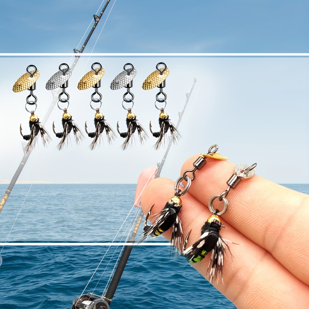 

5pcs Realistic Fly Bait With Blade, Fly Fishing Lure, Outdoor Fishing Tackle