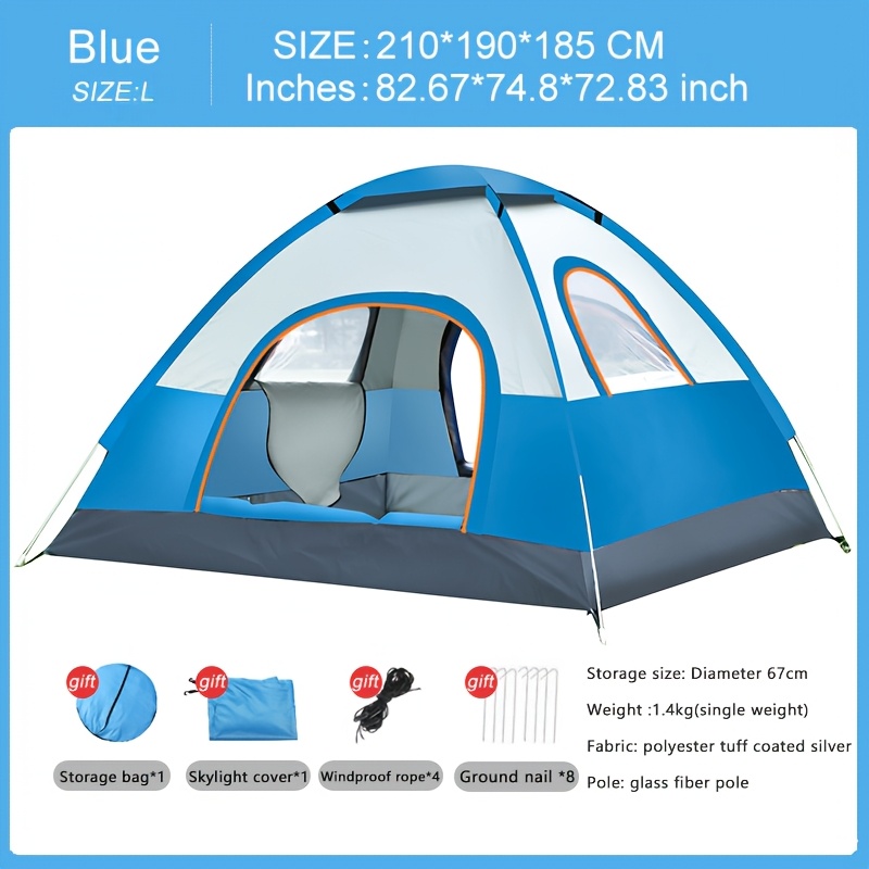 TEMU Automatic Large Tent 2 Doors 2 Skylight 4 Person Tent Outdoor Camping Hiking Fishing Tent