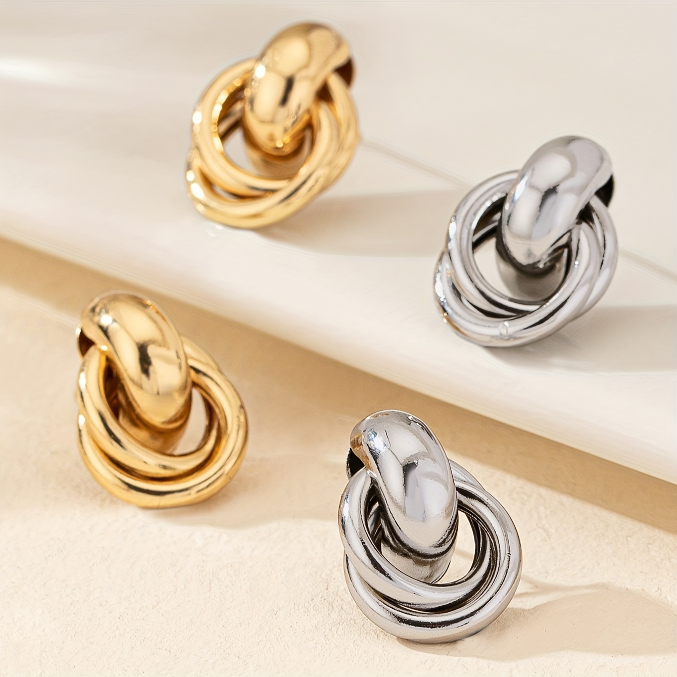 Golden European Oval Earrings for Women