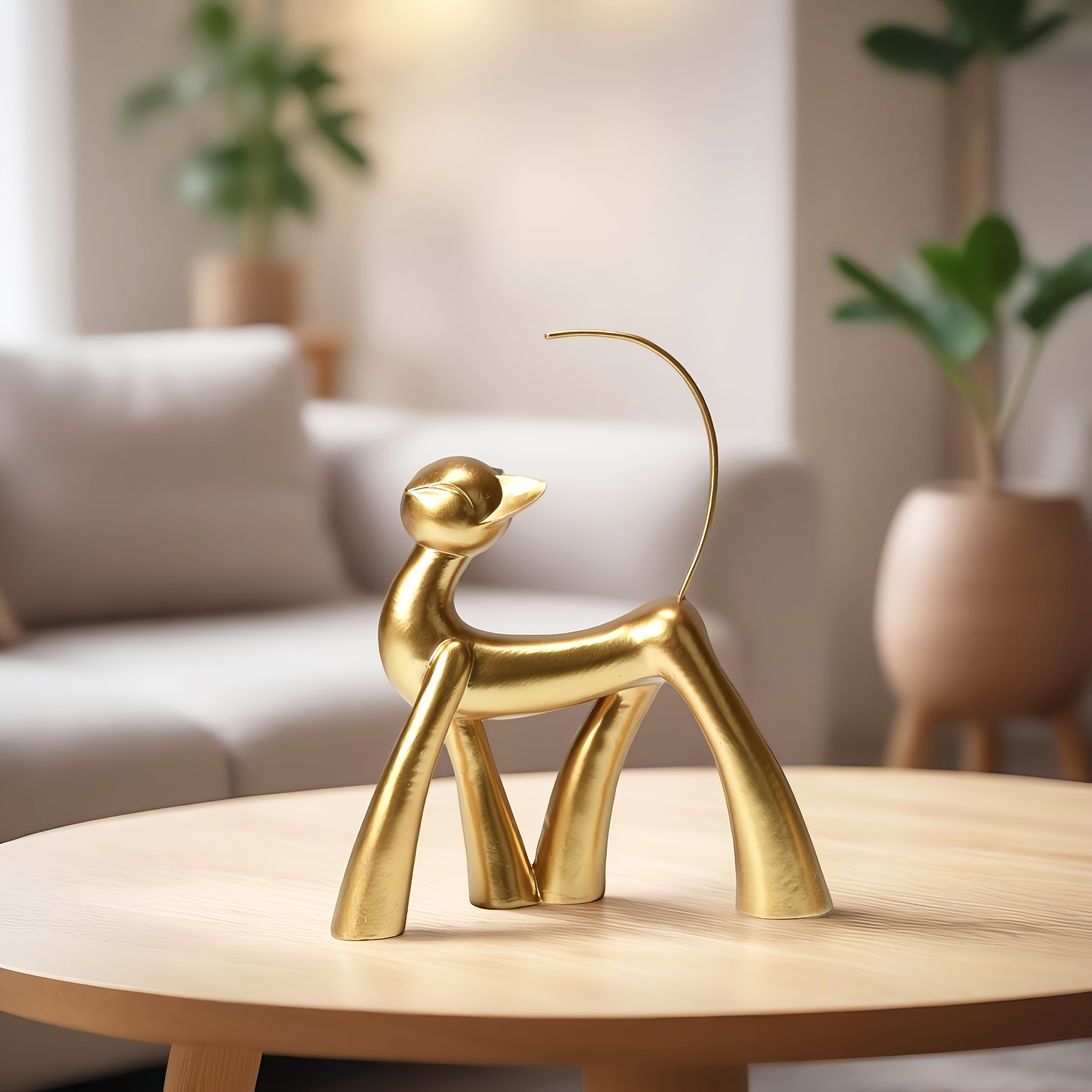 Geometric Abstract Art Piece - Cat Statue Home Decor Living Room Desk Dog Decoration Piece Art Gift