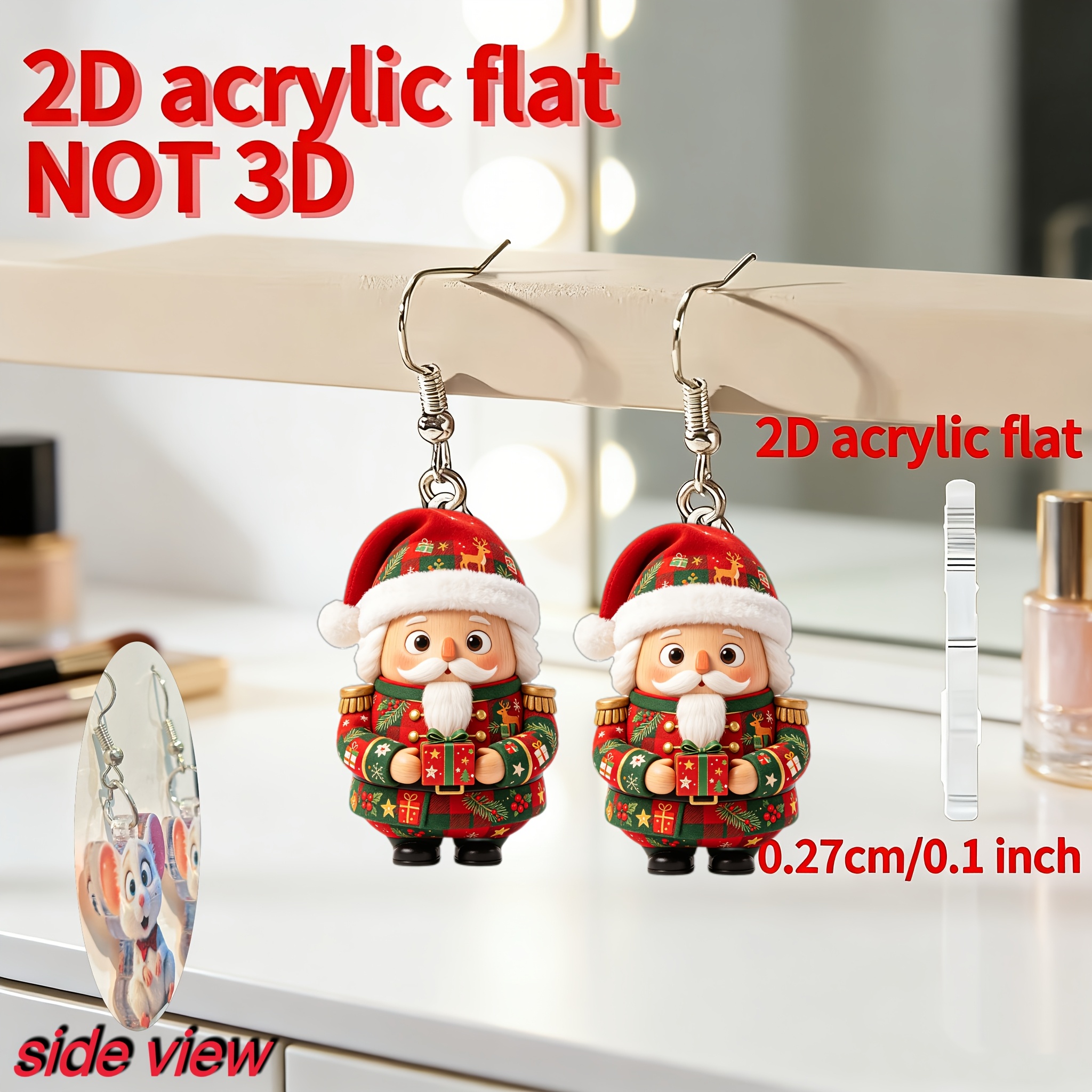 Nutcracker Acrylic Pendant Earrings for Christmas
